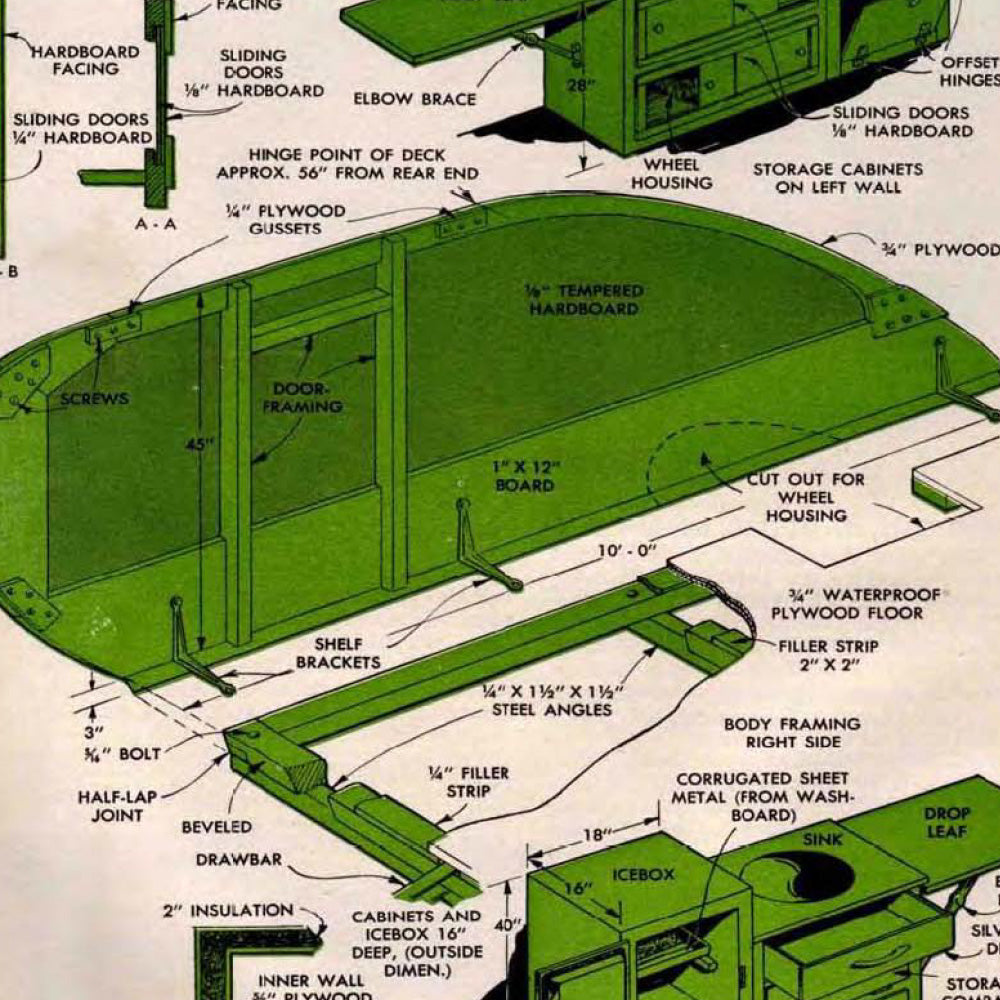Vintage DIY Camper Plans – 'Wild Goose' Teardrop Pop-Up Travel Trailer